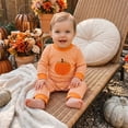 thumbnail image 6 of Gerichy Baby Halloween Outfit Newborn Boy Girl Waffle Embroidery Pumpkin Jumpsuit Long Sleeve Romper 0 3 6 9 12 18 Months Fall Winter Clothes, 6 of 7