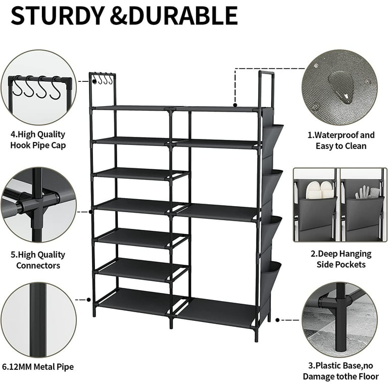 Tribesigns 7 Tiers Shoe Rack Shoe Shelf Shoe Storage Organizer with Side  Hooks for Entryway, 24-30 Pairs Metal Shoe Rack Taller Shoes Boots Organizer  - Yahoo Shopping