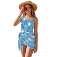 thumbnail image 2 of SEANATIVE Girls Swimsuits One-Piece Bathing Suit with Mesh Cover Up Skirt Lightweight Soft Swimwear Cut Out Design Beachwear with Adjustable Strap, Size 13-14, Sea Turtle Starfish Blue, 2 of 7