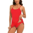 thumbnail image 2 of WREESH Womens Tankini Print Swimwear Two-Piece Slim Swimsuit Bikini Straped Swimsuits with Briefs Beach Bathing Suit Red, 2 of 5