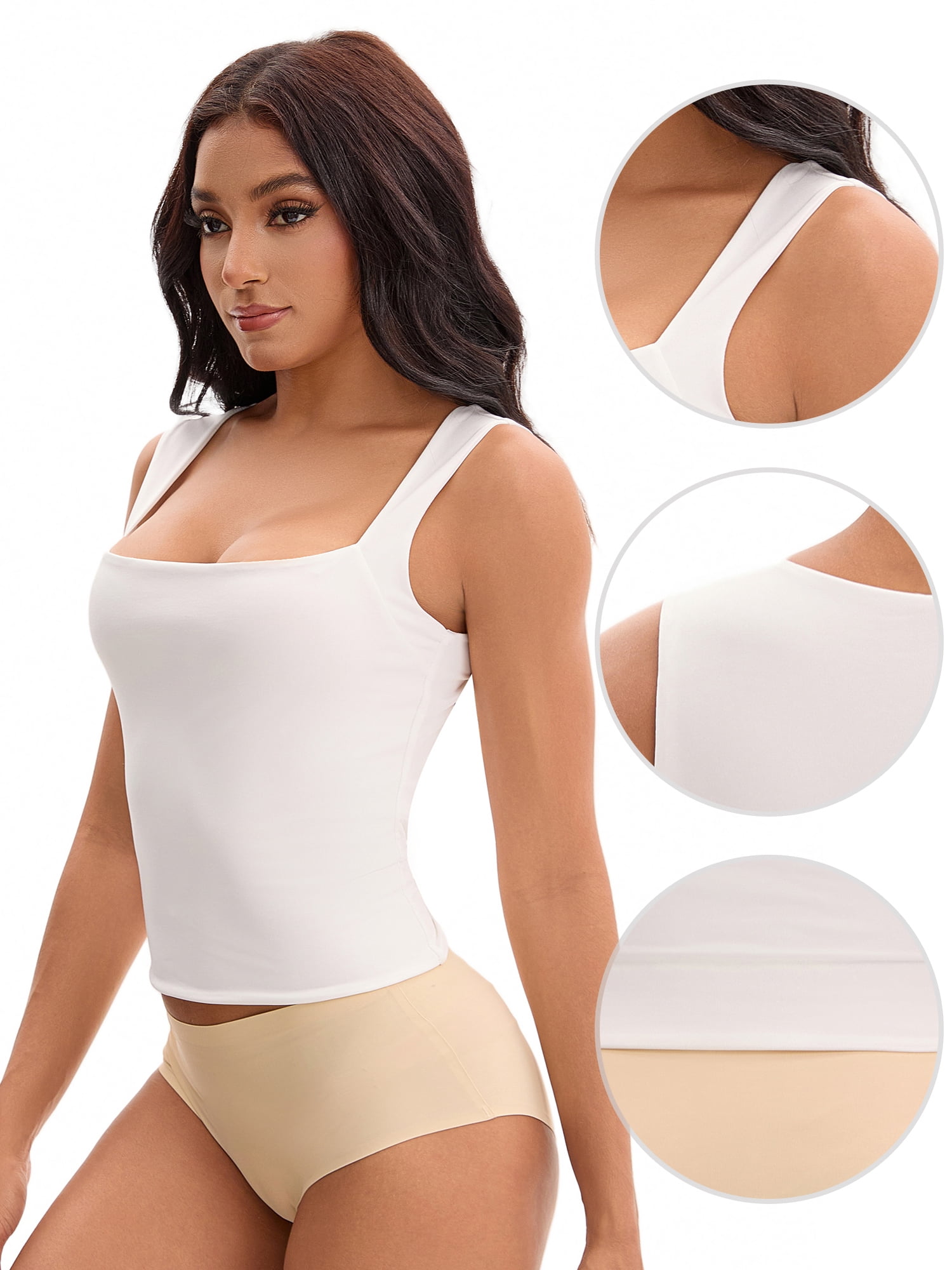 Unique Bargains Square Neck Sleeveless Tank Camisoles XL White