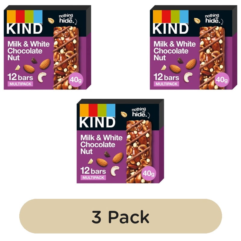 KIND Milk & White Chocolate Nut 12 x 40g, British Import (Pack of 3)