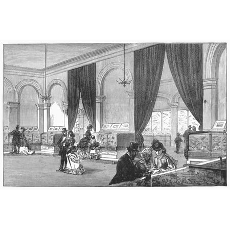 Crystal Palace Aquarium Nvisitors At The Crystal Palace Aquarium In London English Engraving 1871 Rolled Canvas Art - (