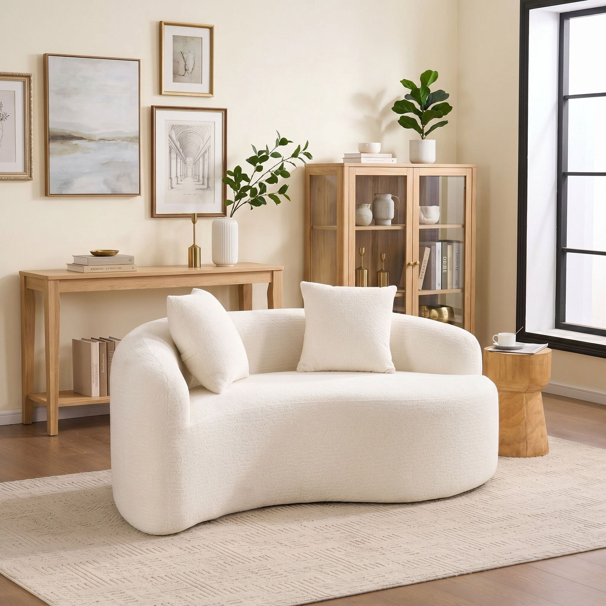Sailvan S-Curved Chenille Sofa Loveseat, Dual-Depth, No Assembly, Compact for Small Spaces