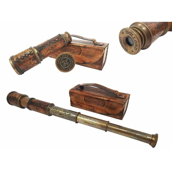 Antique Telescope Spyglass in Box (with Leather Box) handmade Style