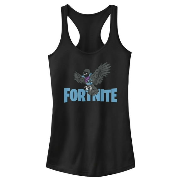 Junior's Fortnite Raven Logo  Racerback Tank Top Black 2X Large
