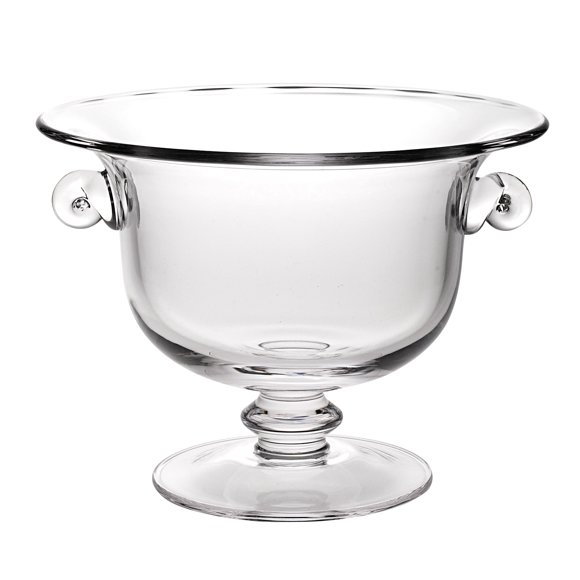 HomeRoots 11' Mouth Blown Crystal European Made Trophy Centerpiece Fruit or Punch Bowl