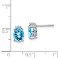 thumbnail image 4 of Auriga Fine Jewelry 925 Sterling Silver Rh-Plated Oval Blue Topaz and Diamond Post Stud Earrings for Women, 4 of 6