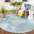 thumbnail image 2 of SAFAVIEH Courtyard Lula Traditional Indoor/Outdoor Area Rug, 6'7" x 6'7" Round, Aqua/Grey, 2 of 8
