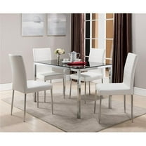 KB D917-05 30 x 48 x 30 in. Dinette Table - Black Glass & White Chrome