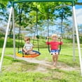 thumbnail image 6 of KloKick 7.5ft Heavy Duty Swing Set for Backyard, 500lbs Capacity Outdoor Metal Swing Set for Kids & Adults with Spider Swing and Belt Swing (Rainbow), 6 of 6