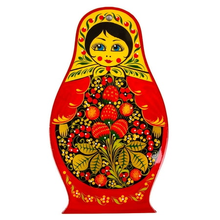 

STP GOODS Khokhloma Matryoshka Doll Wood Cutting Board 6.7x11.8 Handmade Decorative Chopping Board for Kitchen Meat Cheese Fruits Vegetables Serving Board Floral Pattern Red and Yellow