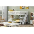 thumbnail image 3 of Generic Stairway Full-Over-Full Bunk Bed with Twin size Trundle, Storage and Guard Rail for Bedroom, Dorm - White, 3 of 9