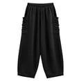 thumbnail image 4 of JUSLIO Women Pants Linen Pleated Loose Casual Drawstring Stretchy with Pockets Straight Pants, 4 of 5