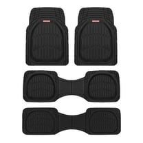 Motor Trend Original FlexTough Black Rubber Car Floor Mats for 3 Row Vehicles, Front & Rear 2nd Row Deep Dish All Weather Automotive Heavy Duty Trim to Fit, Automotive Liners for Cars Truck Van SUV