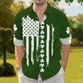 thumbnail image 6 of Ankishi St Patricks Day Button Up Shirt Men Clover Flag Long Sleeve Casual Patriotic Button Up Shirts for Vacation, 6 of 7