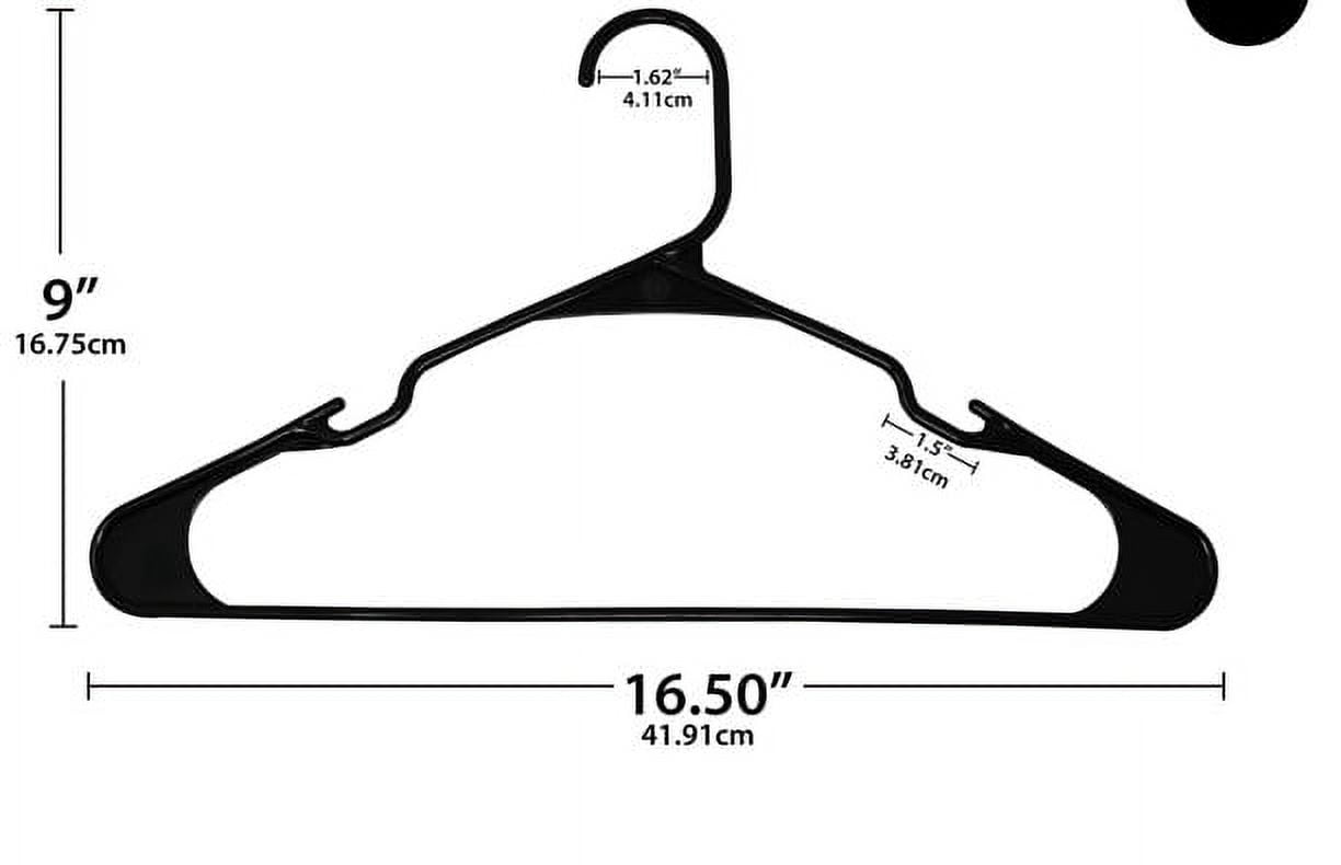 Mainstays Plastic Clothes Hangers, Black, 50-Count, Lightweight & Durable for Everyday Use