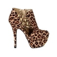thumbnail image 2 of Qupid BB63 Women Leopard Suede Cut Out Round Toe Platform Stiletto Heel Ankle Bootie, 2 of 6