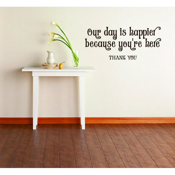 Custom Wall Decal Our Day Is Happier Picture Art Living Room Design Decor Sticker Vinyl Wall Decal 12 X 24 Inches