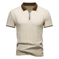 thumbnail image 2 of Antinious Men Solid Knit Zip Collar Pullover Short Sleeve Business Versatile Casual Tops, 2 of 5