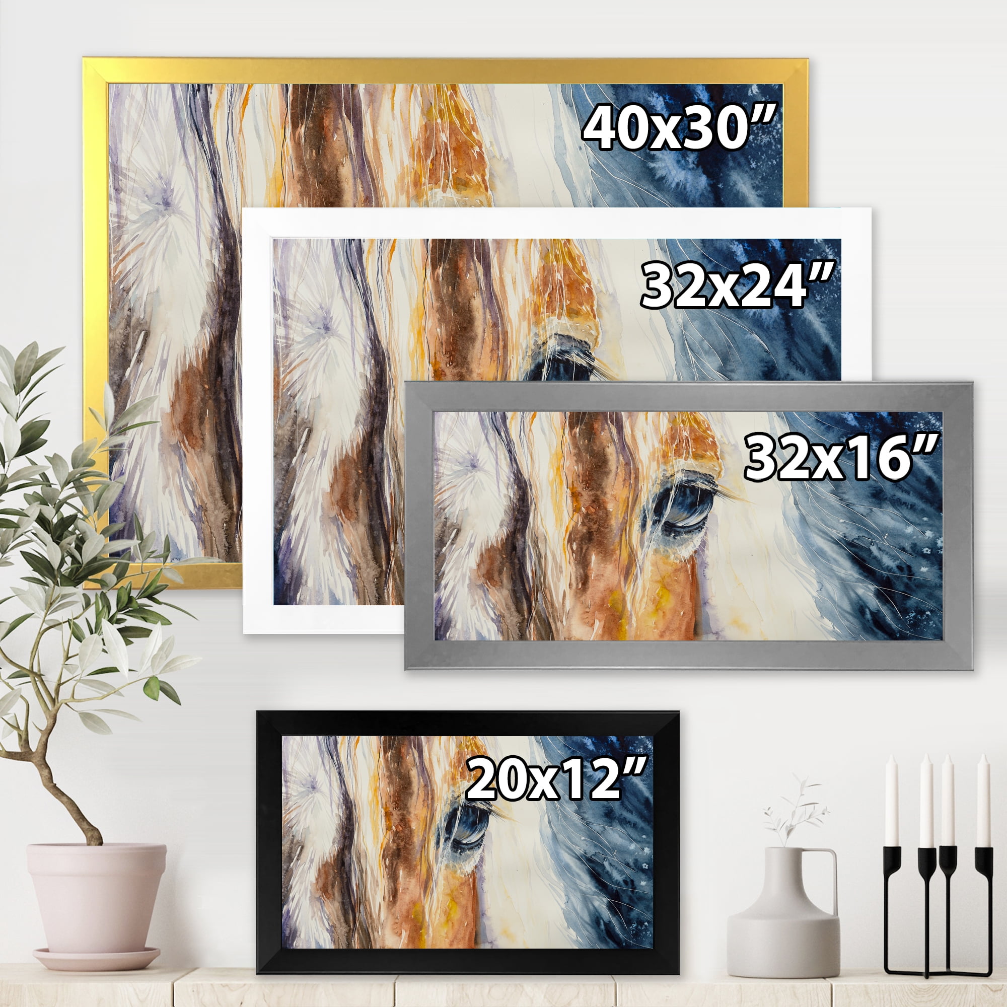 Designart 'Abstract Close-Up of A Beautiful Horses Eye I' Farmhouse Framed Art Print