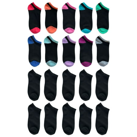 Wonder Nation Girls Socks, 20 Pack No Show Fashion (Little Girls & Big Girls)