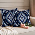 thumbnail image 2 of Boho Navy Blue Grey Outdoor Pillow Covers, Waterproof Decorative Throw Pillowcases Set of 2, Ethnic Geometric Southwestern Vintage Couch Cushion Cases with Zipper for Patio Garden Sofa 20"x20", 2 of 9