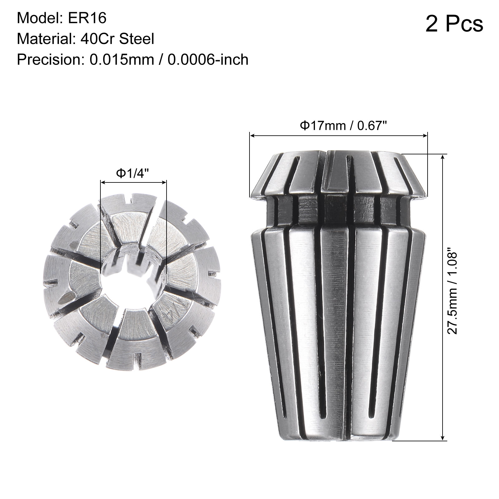 Unique Bargains ER16 Spring Collet Inch Chuck for CNC Engraving Machine 1/4"