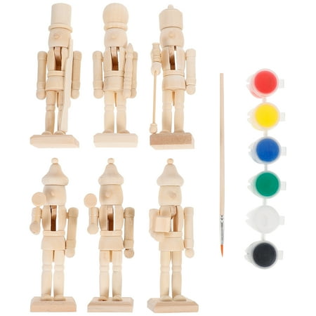 

6pcs Christmas Ornaments Wooden Nutcracker Soldier Puppet (Random Pattern)