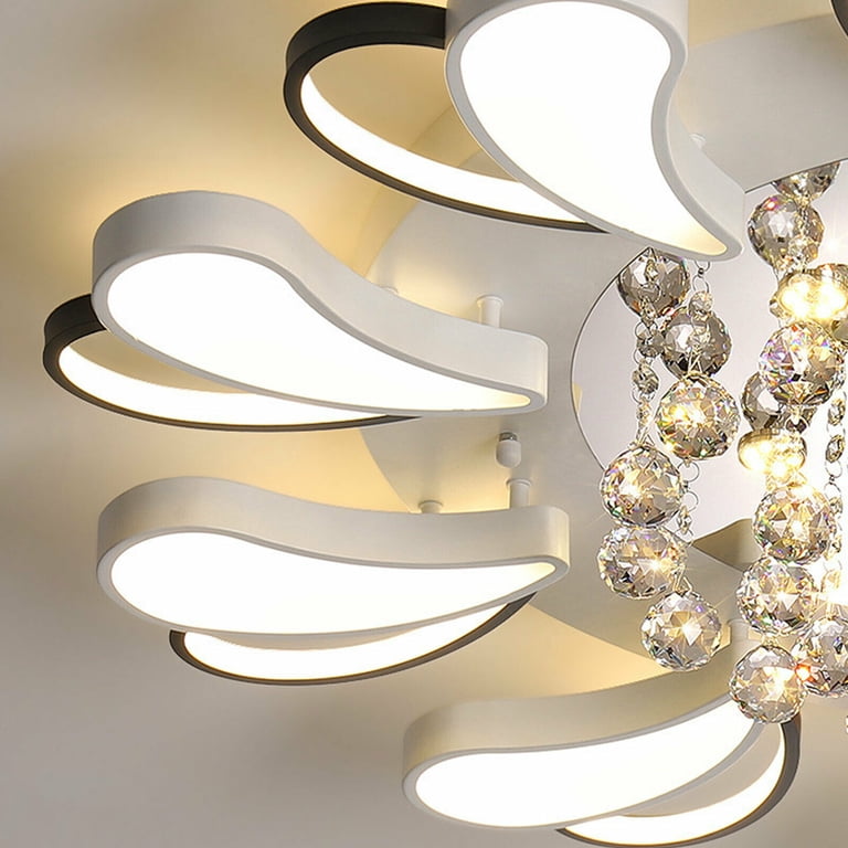 Modern Silver Crystal Flush Mount Ceiling Light - 20" Round Flower Petal Design, 3 Color Temperatures