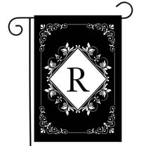 Briarwood Lane Black and White Monogram R Double-Sided Garden Flag