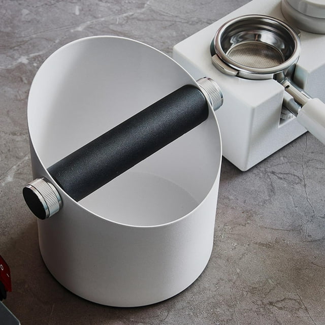 Coffee clean Desmontable Knock and coffee Grounds Contenedor Tamper Bins Base antideslizante de aleación de aluminio Blanco Baoblaze caso de golpe de café