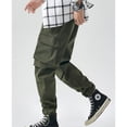 thumbnail image 3 of SWSMCLT Men's Cargo Pants Drawstring Ankle Elastic Waist Casual Closed Bottom Relaxed Loose Fit Baggy Joggers Pants Fashion Work Utility Pockets 75Army Green Large, 3 of 4