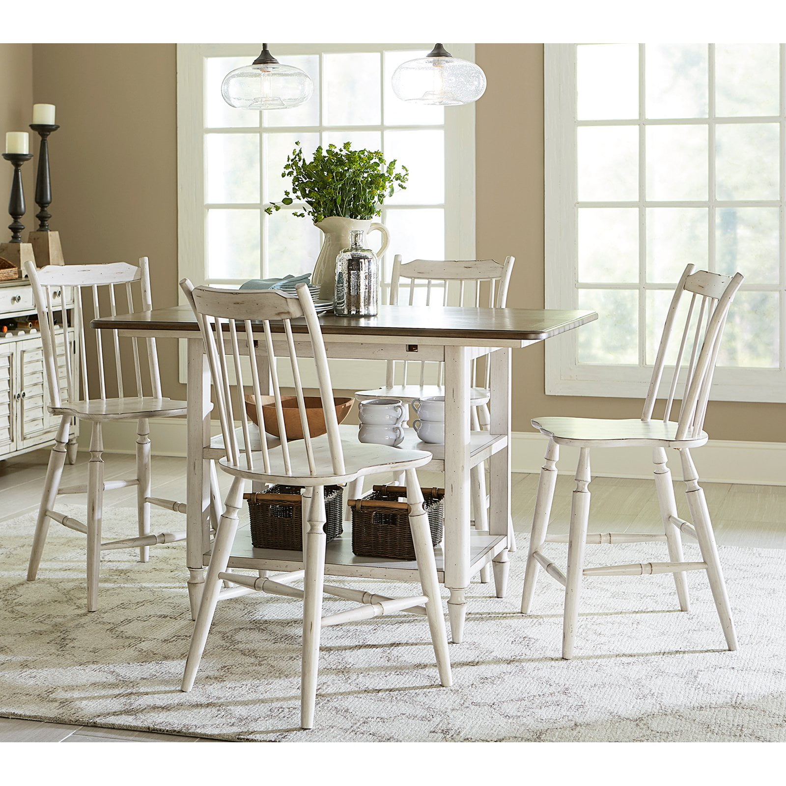 Liberty Furniture Oak Hill 5 Piece Counter Height Dining Table Set