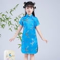 thumbnail image 2 of Mercatoo Girls Chinese Qipao Dress 𝐅loral Short Sleeve Slim Fit Cheongsam Dresses New Years Outfits Tradtional Clothing Performance, 2 of 5