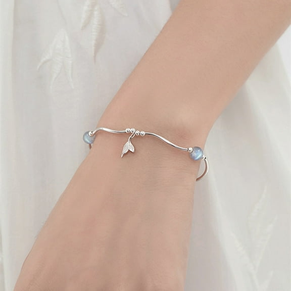 APIPEE 925 Sterling Silver Bracelets for Women, Fashion Adjustable Slider Unique S925 Bracelet Jewelry For Wedding Gifts Fishtail Style
