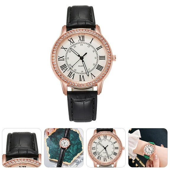 EXHUMKY 1Pack Vintage Style Watches for Women Black Bangle Watch Timekeeping Daily Wear