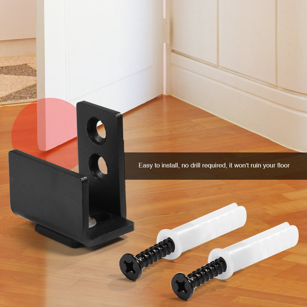 TOPINCN Floor Guide 1pc Black Steel Hardware Sliding Barn Door Bottom Wall Mount Floor Guide with Screws,Floor Guide