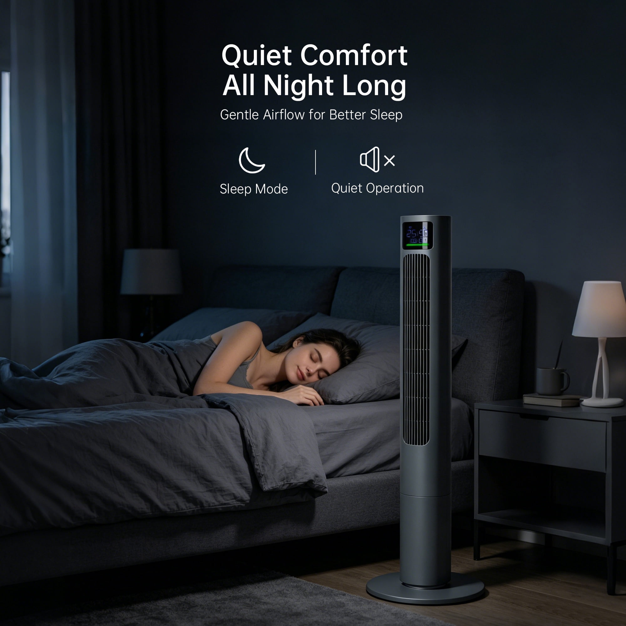 PHILODECO 40" Smart Tower Fan,Featuring Temperature and Humidity Display,4 Speed Settings and Modes,80° Oscillation,12-hour Timer, Remote Control,Sleep Mode For Bedrooms, Living Rooms and Offices