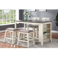 thumbnail image 6 of Modern Cream White Counter Height Stools Set of 2 - Acacia Wood, Linen Seat, 24" Bar Stools for Dining Room, Simple Modern Design, 6 of 6