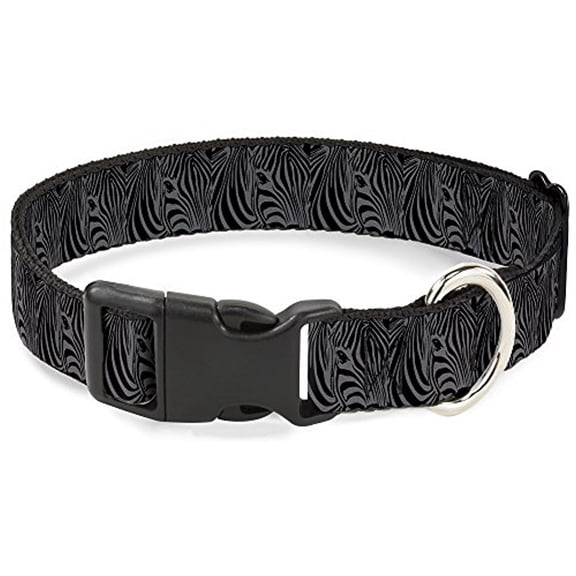 Buckle-Down Pet Collar, Dog Collar Plastic Buckle, Zebra Head Black Gray, 9.5 to 13 Inches 1.0 Inch Wide