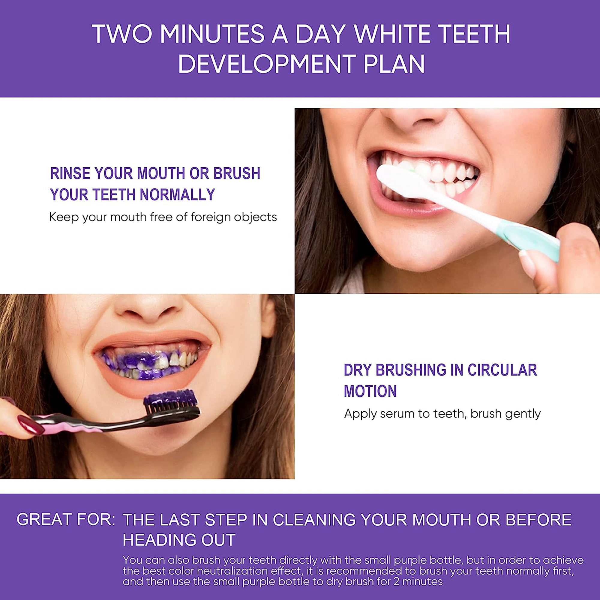 V34 Colour Corrector Purple Teeth Whitening Toothpaste - Stain Removal, 30 Ml, Organic Blueberry Flavor