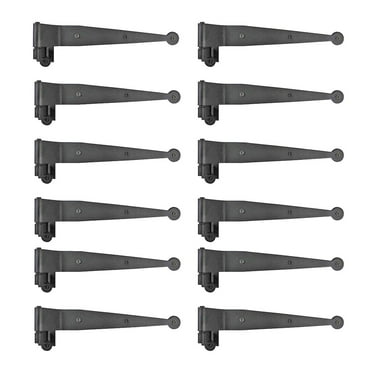 Renovators Supply Offset Lift Off Pintle Strap Hinge 11 3/4" Black Wrought Iron 2.5" Offset Pintle Strap Gate and Door Hinges w/Hardware Pack of 12
