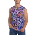 thumbnail image 2 of Goofa Watercolor Butterflies Printed Men's Sleeveless T-Shirt - Athletic Gym Workout Tank Top for Men - Moisture-Wicking, UPF 30+ Quick-Dry Muscle Tee-Small, 2 of 8