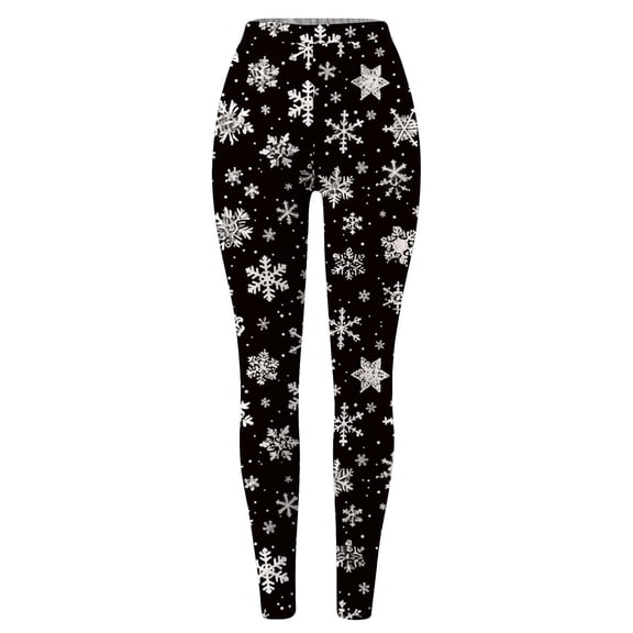 Tisuna Girls Christmas Leggings Snow Print Elastic Waist Tight Leg Pants Stretchy Comfortable Autumn Winter Girls Christmas Leggings Black Size 4-5 Years