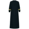thumbnail image 4 of Jhaoyu Robes Musulmanes pour Filles, Abaya à Col Rond, Manches Longues, Robe Maxi pour Fête à Thème Ramadan, Mascarade, Bleu Marine 16, 4 of 7