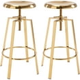 thumbnail image 3 of Metal Bar Stools Set of 2, Adjustable Height 360-Degree Swivel Bar Stool, Backless and Armless Counter Barstools for Kitchen Island, Dining, Cafe, Pub, Gold, 3 of 12
