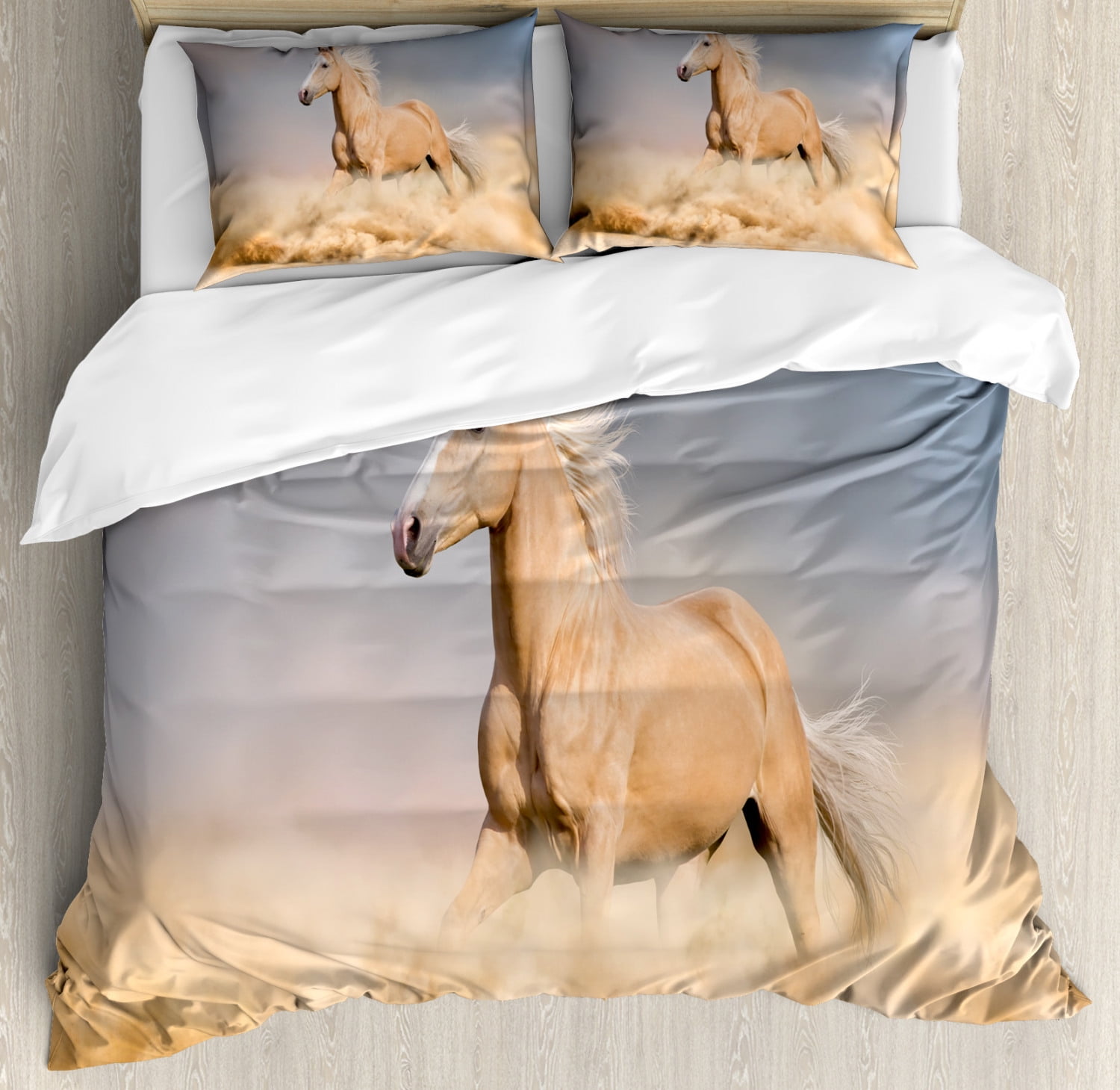 Palomino Sand Desert Print Horse Quilted Bedspread & Pillow Shams Set 