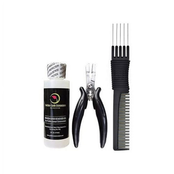 Keratin Glue Fusion Pre-Bonded Remover Super Act and I Tip Pliers For Keratin Hair Extensions Bonds Breaker Micro Ring Beads Remove Plier with Comb Set