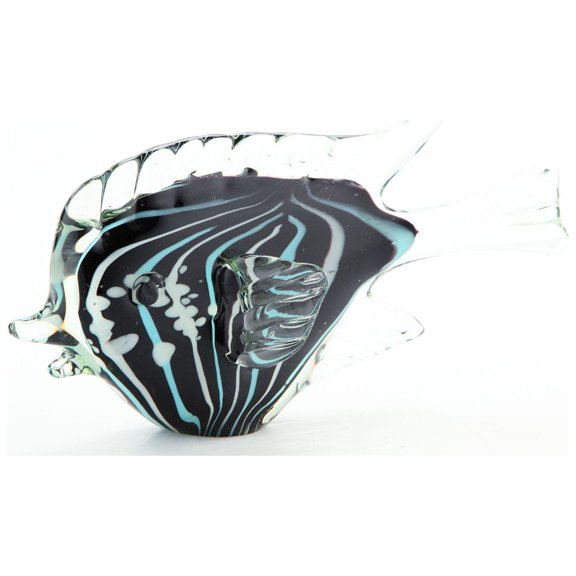 CC Home Furnishings 10.5" Black Hand Blown Glass Fish Figurine